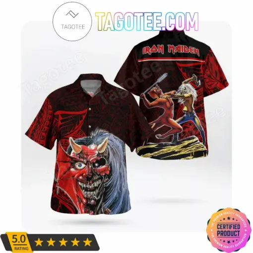 Iron Maiden The Number Of The Beast Tribal Aloha Hawaii Shirts