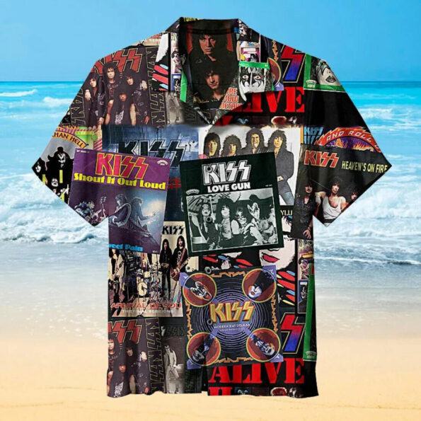 Kiss-Band Rock Hawaiian Shirt Aloha Summer Beach Men Shirt Short Sleeve Tee Gift