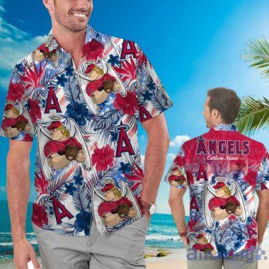 Los Angeles Angels Tropical Floral Custom Name Aloha hot Hawaiian Shirt
