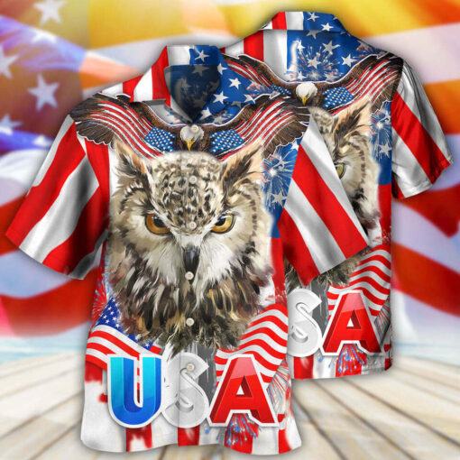 Owl America Independence Day Hawaiian Shirt Summer Gift Shirt hot Hawaii Shirt