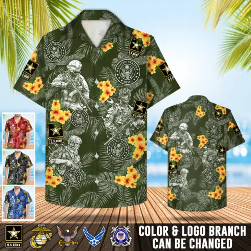 Personalized Hawaiian Shirts Floral Tropical Branch hot Hawaiian Shirt For Military Veteran