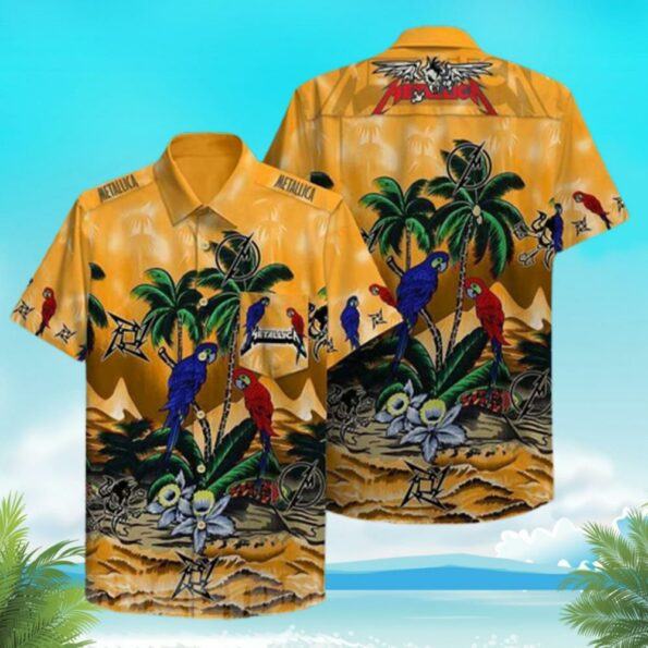 Tropical Parrot Metallica Rock Band hot Hawaiian Shirt