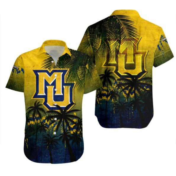 Ncaa Marquette Golden Eagles Coconut Tree Trendy Hawaiian Shirt Aloha Shirt