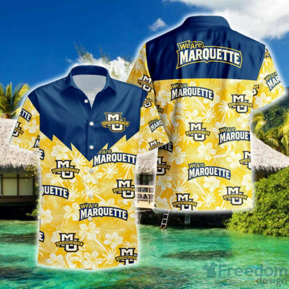 Ncaa Marquette Golden Eagles Tropical Seamless Trendy Hawaiian Shirt Aloha Shirt