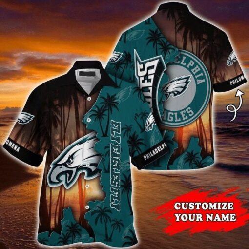 Nfl Philadelphia Eagles Custom Name Coconut Tree Trendy Hawaiian Shirt V3 Aloha Shirt