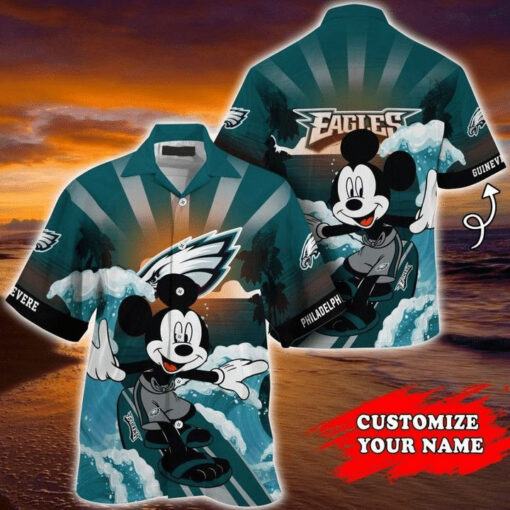Nfl Philadelphia Eagles Custom Name Mickey Mouse Trendy Hawaiian Shirt Aloha Shirt