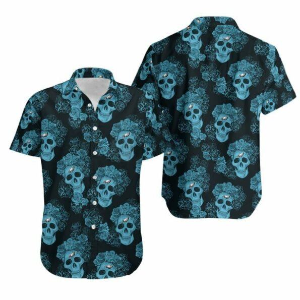 Philadelphia Eagles Mystery Skull and Flower Hawaiian Shirt and Shorts Summer Collection