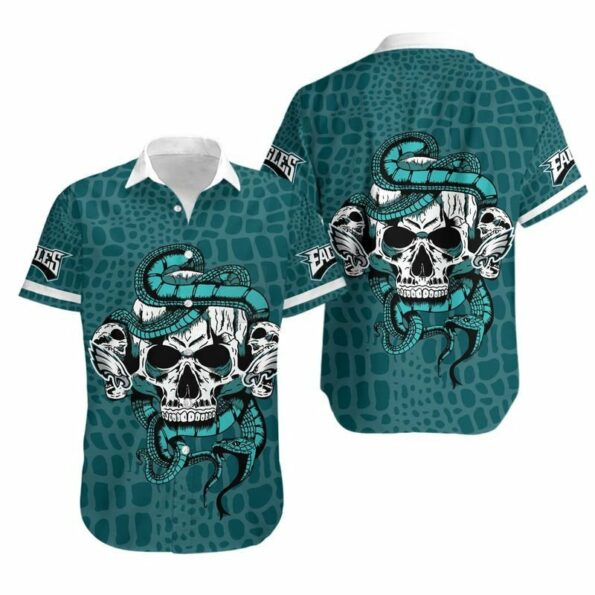 Philadelphia-Eagles-Snake-and-Skull-Hawaiian-Shirt-and-Shorts-Summer-Collection