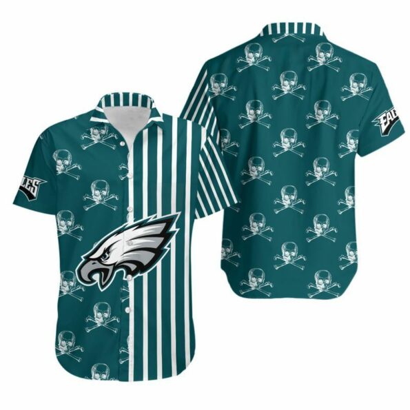 Philadelphia Eagles Stripes and Skull Hawaiian Shirt Summer Collection