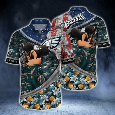 mickey mouse Style Philadelphia Eagles NFL-Aloha Shirt Classic Hawaiian Look