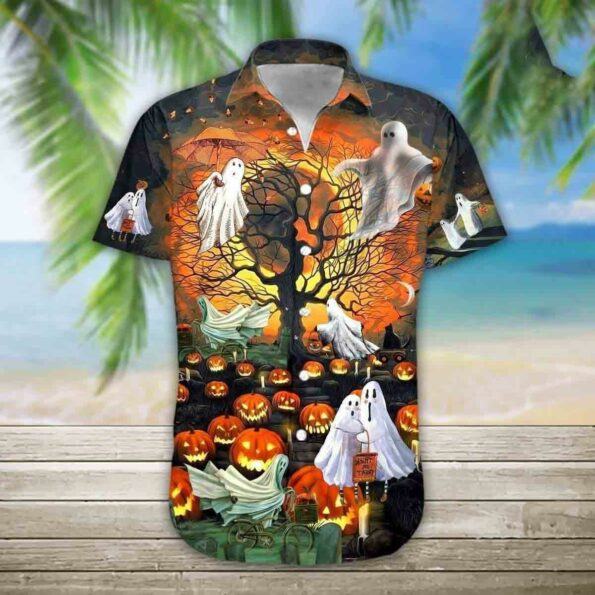 Boo Halloween pumkin 3D hot Hawaiian Shirt for men