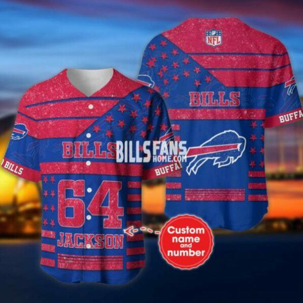 Buffalo Bills 3D Print NFL Personalized name and number Baseball Jersey for fan