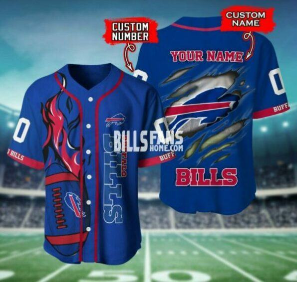 Buffalo Bills NFL 3D Personalized Custom baseball jersey