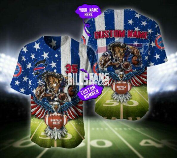 Buffalo Bills NFL american flag Baseball Jersey Custom For Fans