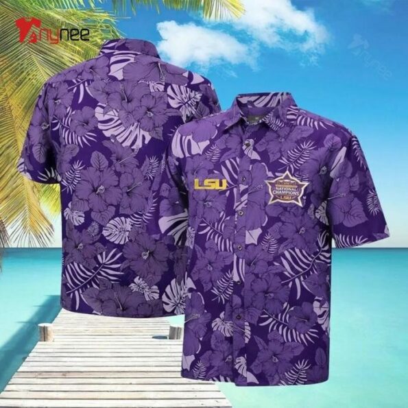 Cheap Purple Ncaa 2023 Lsu Baseball National Championship Hawaiian Shirt