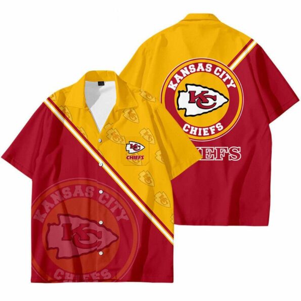 Chiefs Hawaiian Shirt Big Logo Gold Red Classic Football NFL, Kansas City Chiefs Hawaiian Shirt