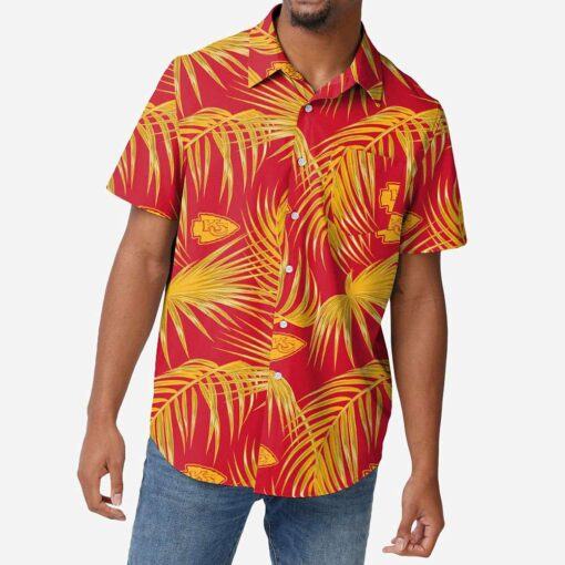 Chiefs Hawaiian Shirt Gold Palm Leaf Logo Pattern Football NFL Kansas City Chiefs, Kansas City Chiefs Hawaiian Shirt