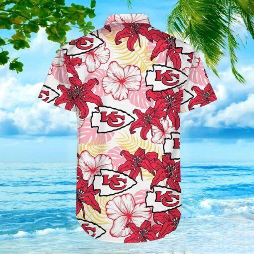 Chiefs Hawaiian Shirt Palm Leaf Colorful Flower NFL Football, Kansas City Chiefs Hawaiian Shirt