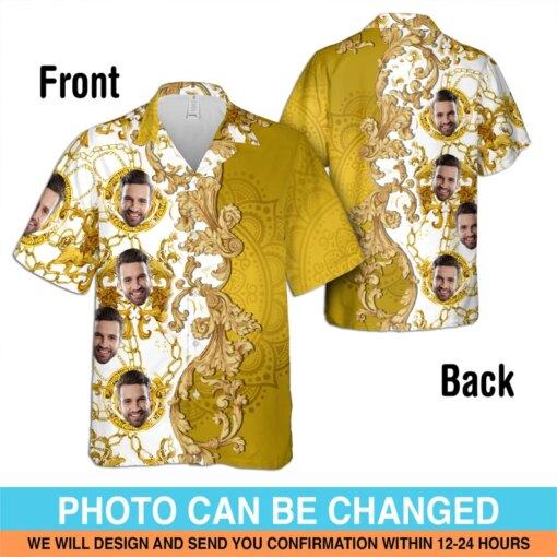 Custom Hawaiian Shirt With Face, Hawaiian Outfit For family, Luxury Printed Casual Button Down Shirt Suits