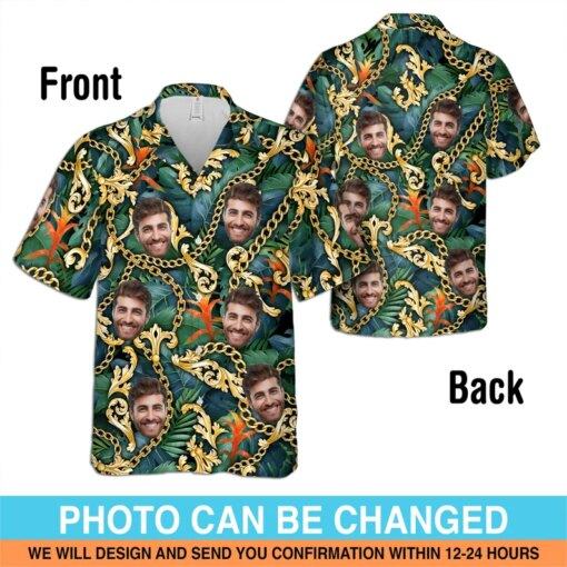 Custom Hawaiian Shirt With Face, Hawaiian Outfit For family, Luxury Printed Casual Button Down Shirt Suits v2