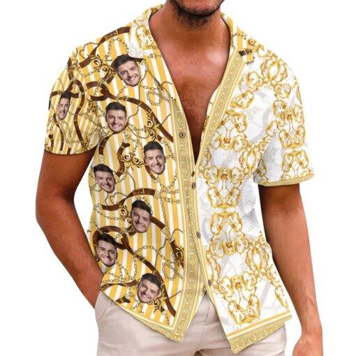 Custom Hawaiian Shirt With Face, Hawaiian Outfit For family, Luxury Printed Casual Button Down Shirt Suits v3