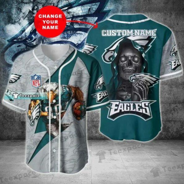 Custom Name Mascot And Death Philadelphia Eagles Baseball Jersey for fan