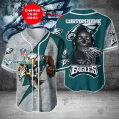 Custom Name Mascot And Death Philadelphia Eagles Baseball Jersey for fan