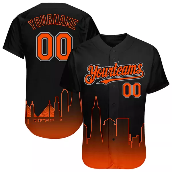 Custom-name-Black-Orange-Gray-3D-San-Francisco-City-Edition-Fade-Fashion-Authentic-Baseball-Jersey