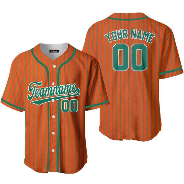 Custom name Orange Teal Pinstripe White Baseball Jerseys
