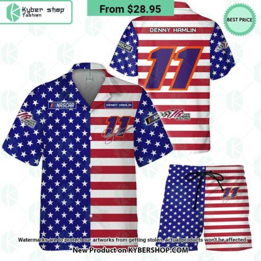 Denny Hamlin 11 NASCAR Racing Independence Day hot Hawaiian Shirt, short