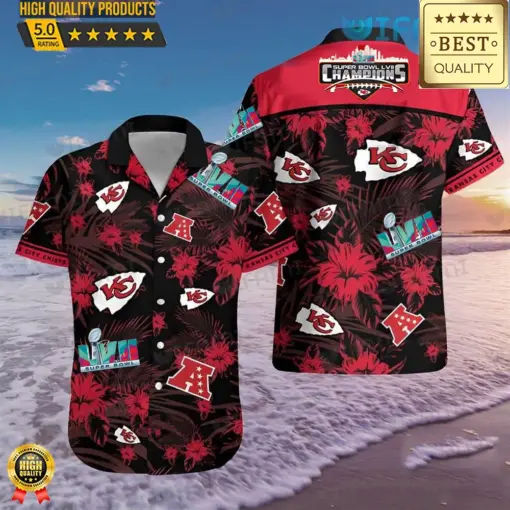 Football Kansas City Chiefs Super Bowl Wins 2022 LVII, Chiefs Hawaiian Shirt, NFL Hawaiian Shirt