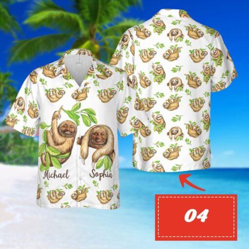 Funny Custom Face Happy Couple Flower Tropical hot Hawaiian Shirt, Personalized Hawaiian Shirts v2