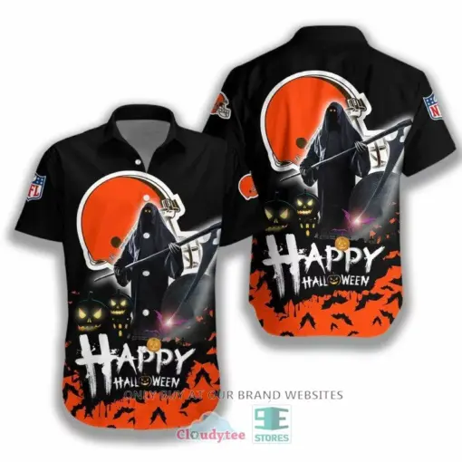 [HALLOWEEN] NFL Cleveland Browns Happy Halloween Hawaiian Shirt for fan