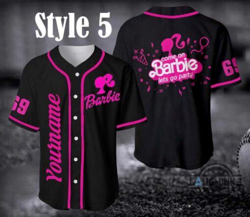 [Hot trend ] Baseball Jersey Shirt Custom Name New black-pink Barbie Jersey Shirt Come On Barbie Lets Go Party Shirt