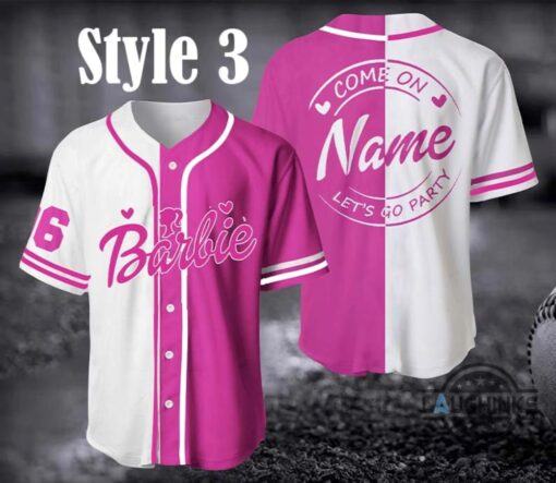 [Hot trend ] Baseball Jersey Shirt Custom Name New pink-white Barbie Jersey Shirt Come On Barbie Lets Go Party Shirt