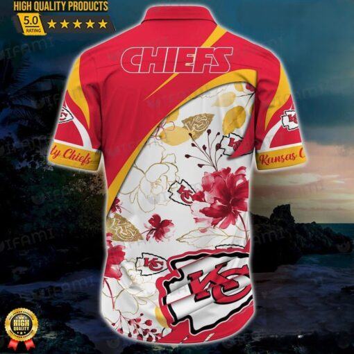 Kansas City Chiefs Hawaiian Shirt Hibiscus Rose, Kansas City Chiefs Apparel Hawaii Shirt, NFL Hawaiian Shirt