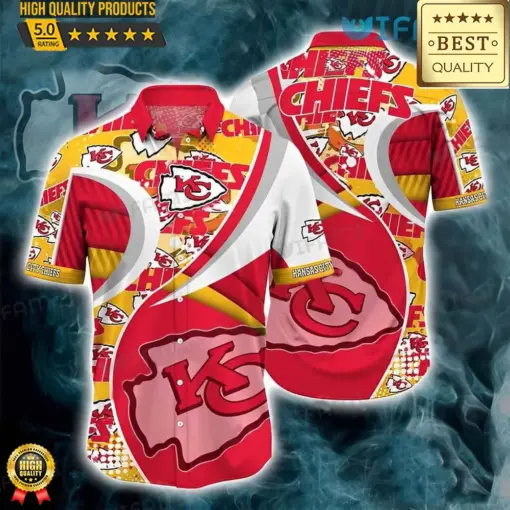 Kansas City Chiefs Hawaiian Shirt Logo Pattern, Kansas City Chiefs Apparel Hawaii Shirt, NFL Hawaiian Shirt