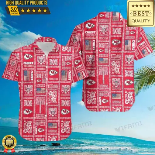 Kansas City Chiefs Hawaiian Shirt Tribe Pattern, Kansas City Chiefs Apparel Hawaii Shirt, NFL Hawaiian Shirt