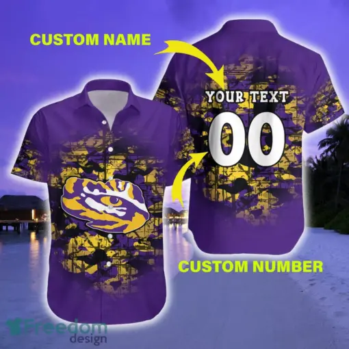LSU Tigers hot Hawaiian Shirt Camouflage NCAA Summer Custom Number And Name For Fans Gift