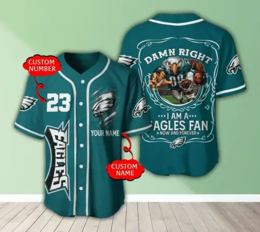 NFL Philadelphia Eagles Custom Name Mascot Baseball Jersey for fan