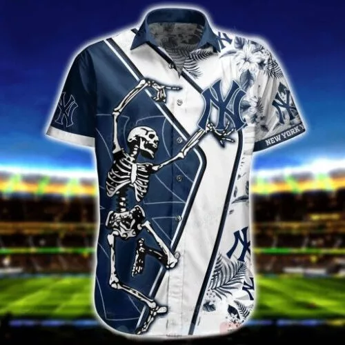 New York Yankees mlb Fun Skeleton Dancing, Yankees Hawaiian Shirt