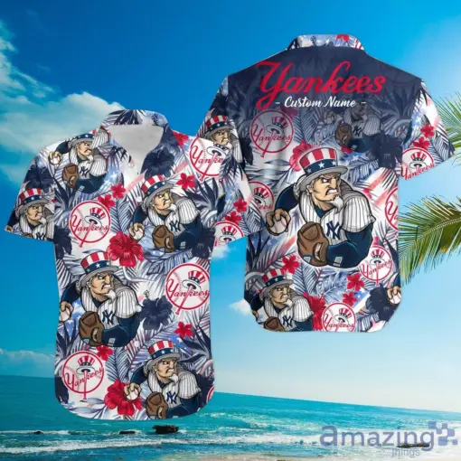 New York Yankees Tropical Floral Custom Name Aloha hot Hawaiian Shirt