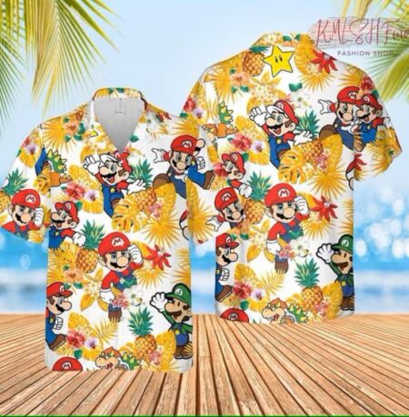 Nintendo Super Mario hot Hawaiian Shirt tropical fruits