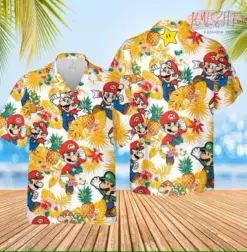 Nintendo Super Mario hot Hawaiian Shirt tropical fruits