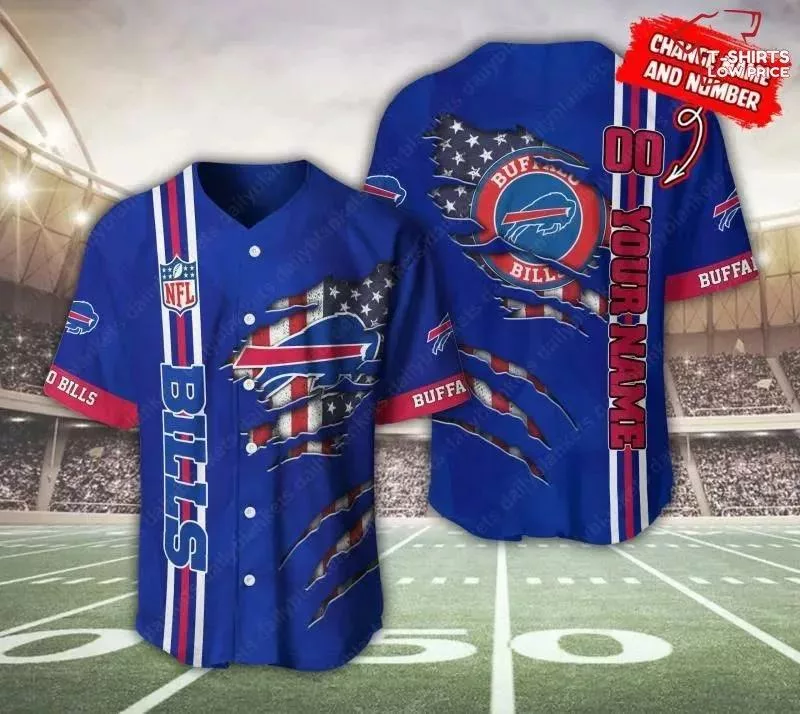 Personalized Buffalo Bills afc Torn Flag NFL Baseball Jersey for fan