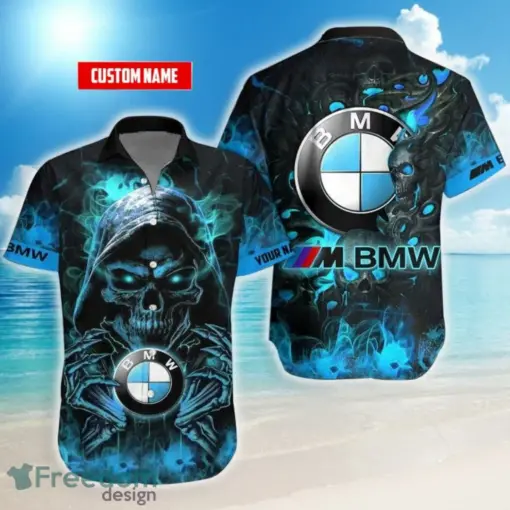 Skull BMW M Logo hot Hawaiian Shirt Custom Name For Men