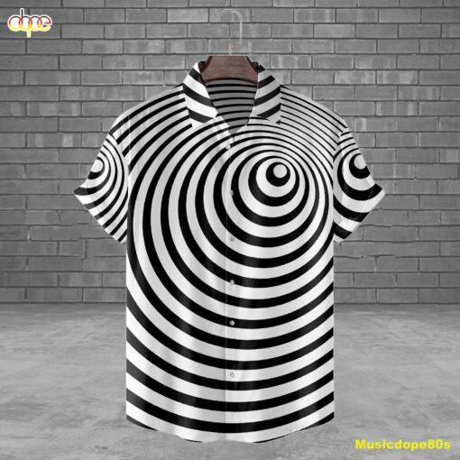 Abstract Black And White Spiral Horror Movie Halloween All Over Print 3D Hawaiian Shirt