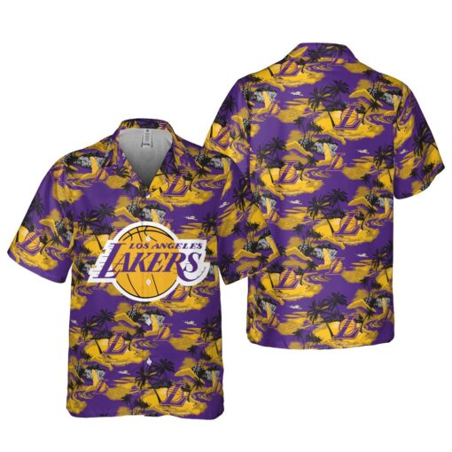 Authentic Hawaiian Shirt Los Angeles Lakers Theme