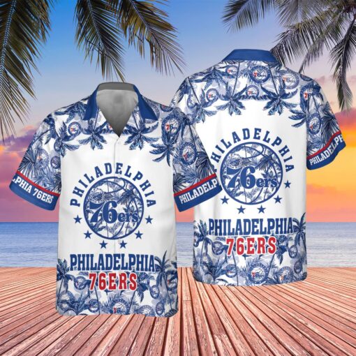 Authentic Philadelphia 76Ers Ocean Wave Aloha Shirt