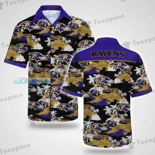 Baltimore Ravens Car Volcano Brush Texture Hawaiian Shirt